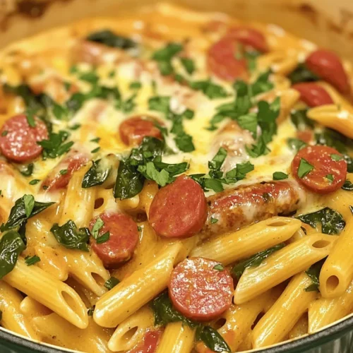 One Pot Kielbasa Pasta is a delightful and satisfying dish that combines the robust flavors of kielbasa sausage with tender pasta and fresh vegetables, all cooked together in a single pot. This meal is not only hearty and delicious but also incredibly convenient, making it a perfect choice for busy weeknights or family dinners. The beauty of one-pot meals lies in their simplicity; they save you time in the kitchen and minimize cleanup while still delivering a flavor-packed experience.