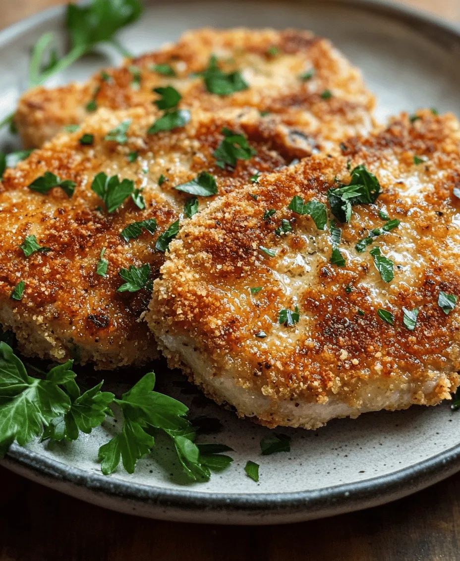 Crispy Parmesan crusted pork chops are a culinary delight that marries savory flavors with a satisfying crunch, making them an excellent choice for family dinners or special occasions alike. This dish offers an inviting aroma as it cooks, and its golden-brown crust captivates the senses at first glance. The juxtaposition of the tender pork with the crispy, cheesy coating creates a delightful textural experience that will have your guests coming back for seconds.