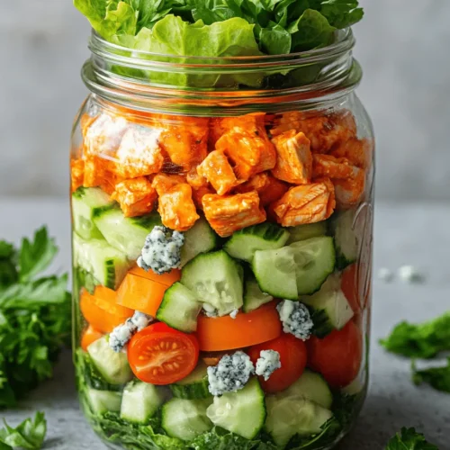 The Buffalo Chicken Mason Jar Salad is a delicious and innovative way to enjoy the bold flavors of buffalo chicken in a healthy salad format. Perfectly designed for those who are always on the go, this salad combines the spicy kick of buffalo sauce with the freshness of crisp vegetables and the satisfying texture of shredded chicken. As more people seek nutritious meal prep options that can be easily transported, mason jar salads have surged in popularity, offering a convenient solution for busy lifestyles.