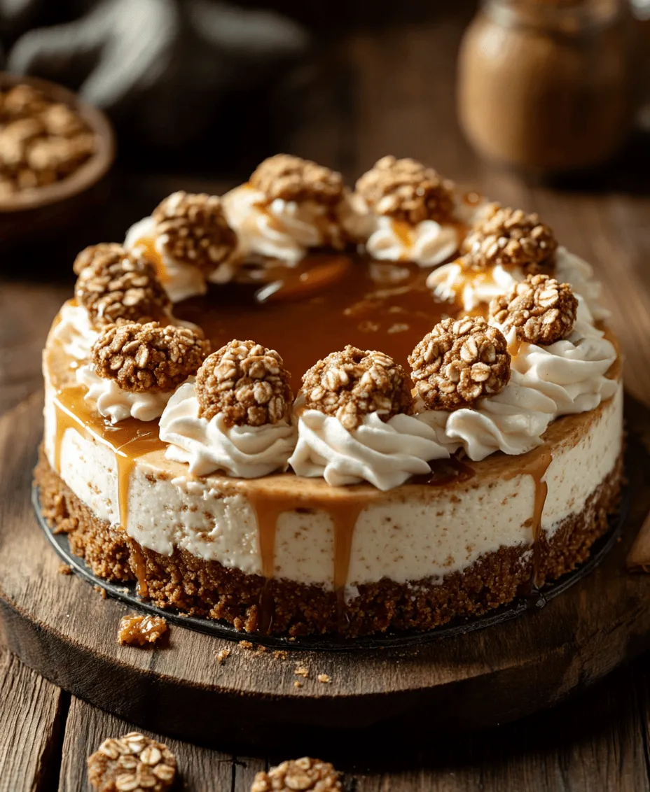 Imagine cutting into a slice of Oatmeal Creme Pie Cheesecake, revealing layers of flavor and texture that are visually enticing. The cheesecake sits atop a perfectly baked oatmeal cookie crust, golden brown and crumbly, inviting you to take that first bite. The cheesecake filling, with its creamy consistency, is infused with just the right amount of sweetness and hints of vanilla, making each spoonful melt in your mouth. Topping it all off is a generous swirl of whipped cream, adding a lightness that balances the richness of the cheesecake. For the finishing touch, a sprinkle of mini oatmeal cookies and a drizzle of caramel sauce create a feast for the eyes and the palate.