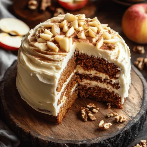 Welcome to the wonderful world of baking! There’s something truly magical about creating a delightful dessert that fills your kitchen with warm, comforting aromas. Today, we’re diving into a recipe that embodies the essence of cozy gatherings and festive celebrations: Apple Spice Cake with Cream Cheese Frosting. This cake is not just a dessert; it’s a celebration of flavors that combines the sweetness of apples with the warm spiciness of cinnamon, nutmeg, and cloves, all wrapped in a luscious cream cheese frosting that is simply irresistible.