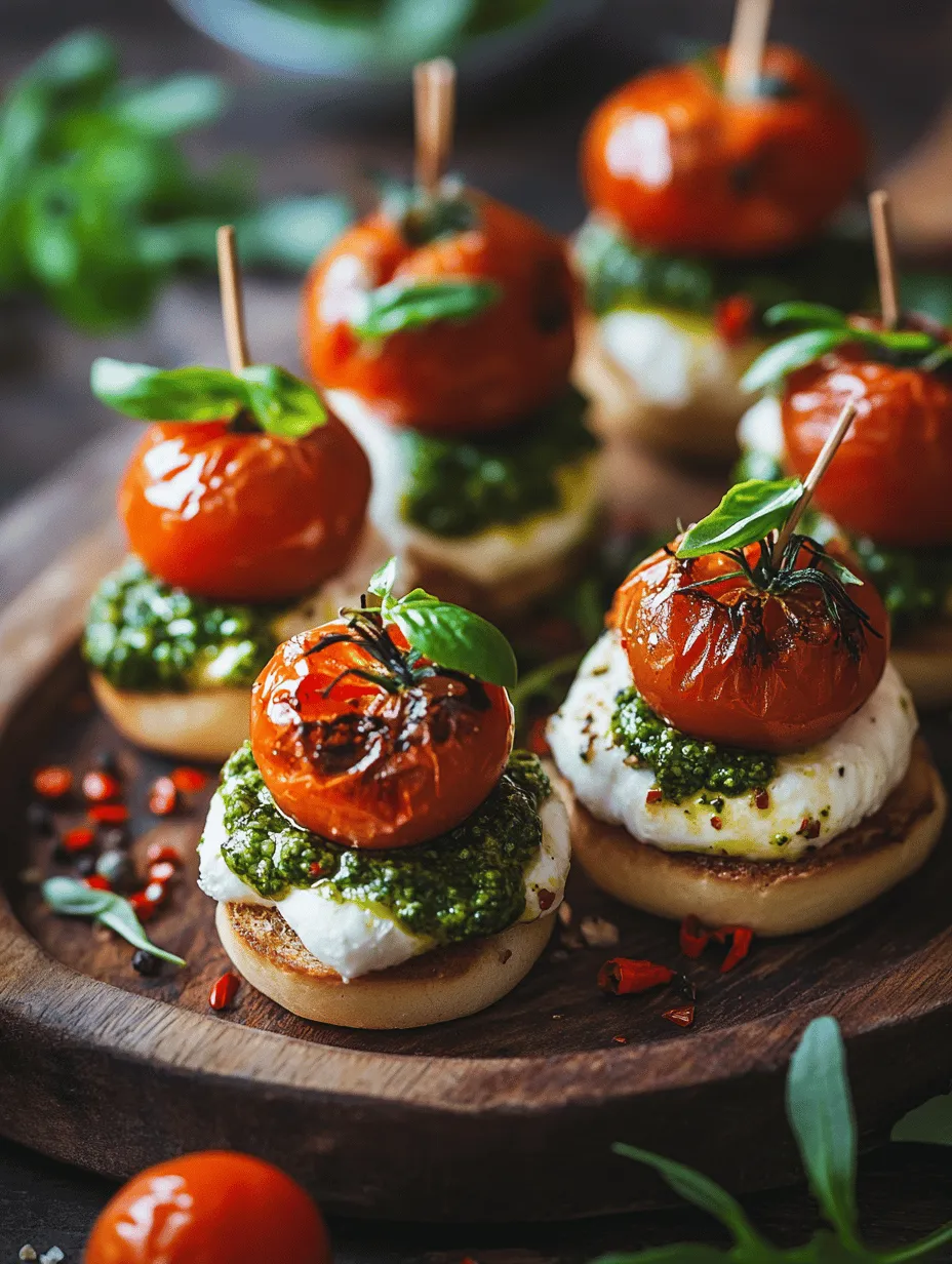 Imagine biting into a slider that bursts with vibrant flavors and textures, where the creamy, luscious burrata cheese melds beautifully with sweet roasted cherry tomatoes, fragrant basil, and a hint of nutty pesto. The Roasted Caprese Burrata Sliders are not just a dish; they are a culinary experience that transports you to the sun-kissed coasts of Italy. This delightful appetizer perfectly embodies the essence of Italian cuisine, celebrating fresh ingredients and simple yet satisfying flavors.