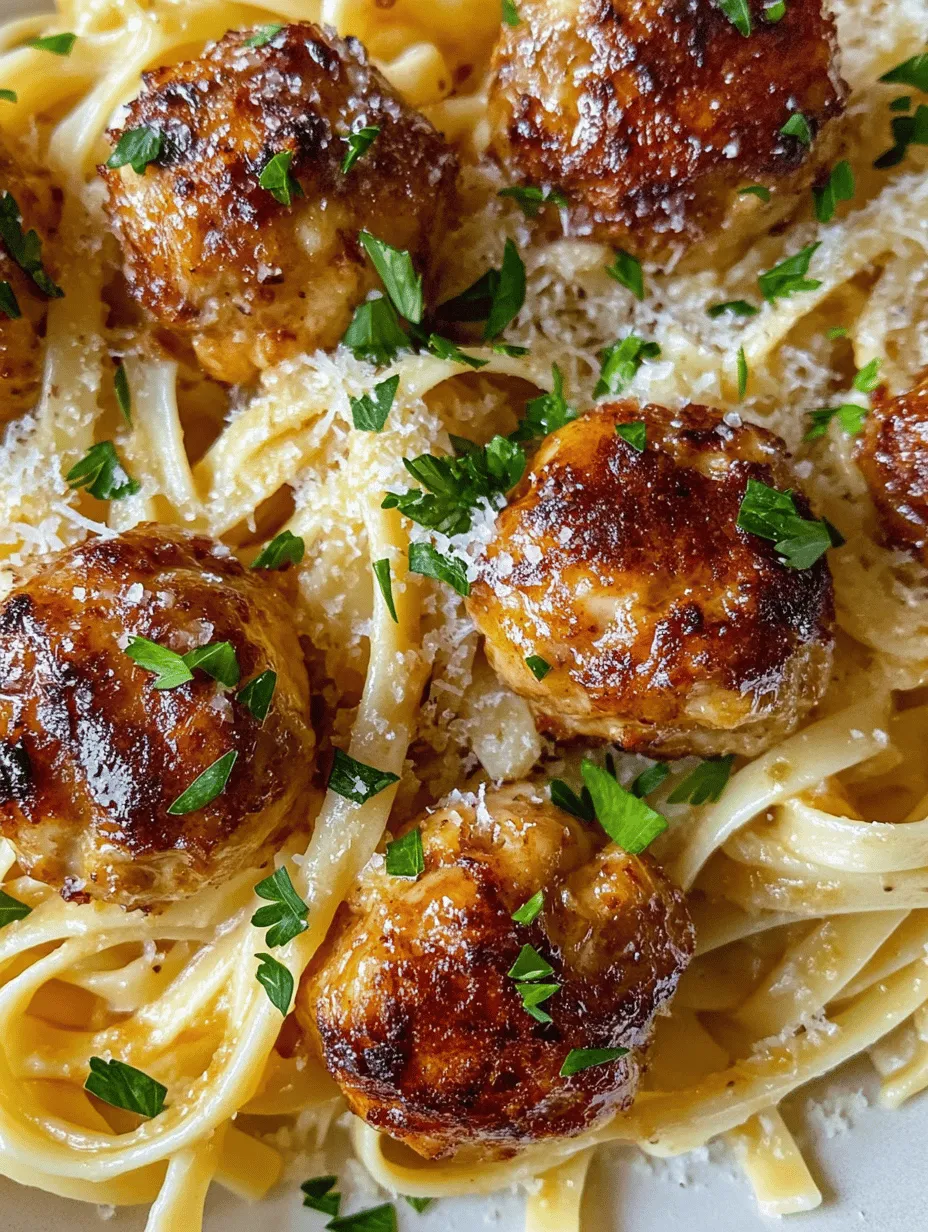 If you are looking for a comforting and satisfying meal that combines mouthwatering flavors and wholesome ingredients, look no further than Garlic Butter Chicken Balls with Creamy Parmesan Pasta. This dish brings together succulent chicken meatballs infused with the rich taste of garlic butter, paired perfectly with a velvety pasta coated in a creamy Parmesan sauce. It's a delightful combination that is sure to impress at any dinner table, whether it's a family gathering, a cozy date night, or a casual weekday meal.