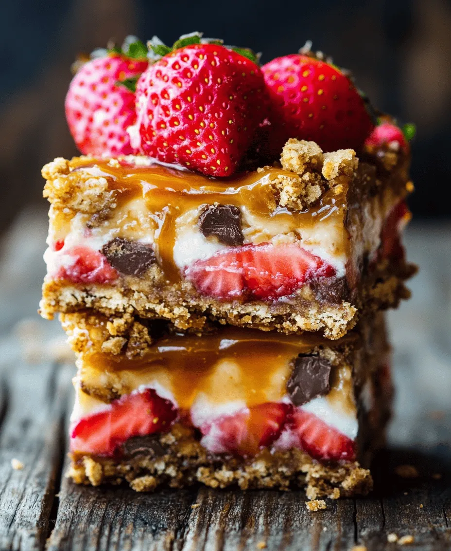 Dessert bars and bites have taken the culinary world by storm, captivating the hearts and taste buds of dessert lovers everywhere. Their versatility, ease of preparation, and ability to serve a crowd make them a popular choice for gatherings, potlucks, and weeknight treats alike. Among the myriad of delicious options, the <strong>Butterfinger Caramel Crunch Bars</strong> stand out as a decadent delight that perfectly balances rich flavors and contrasting textures. Paired with <strong>Strawberry Crunch Cheesecake Bites</strong>, this duo becomes a showstopper, effortlessly drawing attention with its visual appeal and mouthwatering taste.” /></p>
</p>
<h3>Freeze-Dried Strawberries: Intense Strawberry Flavor and Crunch</h3>
</p>
<p>Incorporating freeze-dried strawberries into your Butterfinger Caramel Crunch Bars not only elevates the flavor profile but also adds an exciting crunch. Freeze-dried strawberries retain their vibrant color and essence, making them a perfect addition for those who crave that sweet, fruity kick. Their concentrated flavor contrasts beautifully with the rich chocolate and buttery elements of the bars. When you bite into the dessert, expect a delightful burst of strawberry flavor that complements the creamy cheesecake filling and caramel layers.</p>
</p>
<h3>Whipped Topping: Lightness and Creaminess</h3>
</p>
<p>The whipped topping serves as the perfect finishing touch, adding a layer of lightness and creaminess to the bars. This fluffy component ensures that the dessert doesn’t feel overly heavy, balancing the rich flavors of the chocolate and caramel. By incorporating whipped topping into your cheesecake filling, you achieve a texture that is both airy and rich, enhancing the overall experience of each bite. Whether you choose to make your whipped topping from scratch or use a store-bought version, this ingredient is essential for achieving that luscious mouthfeel.</p>
</p>
<h3>Step-by-Step Instructions for Preparing Butterfinger Caramel Crunch Bars</h3>
</p>
<h4>Creating the Crust</h4>
</p>
<p>1. <strong>Preheat the Oven</strong>: Begin by preheating your oven to 350°F (175°C). This ensures that your crust will bake evenly.</p>
</p>
<p>2. <strong>Combine Ingredients</strong>: In a mixing bowl, combine 1 cup of crushed Butterfinger bars, 1 cup of graham cracker crumbs, and ½ cup of melted butter. Stir until the mixture resembles wet sand.</p>
</p>
<p>3. <strong>Pressing the Crust</strong>: Transfer the mixture into a greased 9×9-inch baking dish. Use the back of a measuring cup or your hands to press the crust firmly and evenly into the bottom of the dish. Ensure that there are no gaps or uneven areas, as this will help the crust hold together once baked.</p>
</p>
<p>4. <strong>Bake the Crust</strong>: Bake the crust in the preheated oven for 10-12 minutes or until golden brown. Remove it from the oven and allow it to cool while preparing the next layers.</p>
</p>
<h4>Layering Caramel Sauce and Chocolate Chips</h4>
</p>
<p>5. <strong>Spread the Caramel</strong>: Once the crust has cooled, evenly spread 1 cup of store-bought or homemade caramel sauce over the crust. A spatula works well for this step.</p>
</p>
<p>6. <strong>Add Chocolate Chips</strong>: Sprinkle 1 cup of chocolate chips over the caramel layer, ensuring even distribution. The warmth from the caramel will slightly melt the chocolate chips, allowing them to meld beautifully together.</p>
</p>
<p>7. <strong>Refrigerate the Bars</strong>: Place the baking dish in the refrigerator for at least 30 minutes. This step is crucial as it allows the caramel and chocolate to set properly, ensuring that your bars will hold their shape when cut.</p>
</p>
<h3>Creating Strawberry Crunch Cheesecake Bites</h3>
</p>
<p>To complement your Butterfinger Caramel Crunch Bars, let’s prepare the Strawberry Crunch Cheesecake Bites for a delightful pairing.</p>
</p>
<h4>Step-by-Step Guide to Preparing the Cheesecake Filling</h4>
</p>
<p>1. <strong>Ingredients for Cheesecake Filling</strong>: In a mixing bowl, combine 8 oz of softened cream cheese, ½ cup of granulated sugar, and 1 tsp of vanilla extract. Mix until smooth and creamy.</p>
</p>
<p>2. <strong>Incorporate Whipped Topping</strong>: Gently fold in 1 cup of whipped topping into the cream cheese mixture. Use a spatula for this step to maintain the light texture of the whipped cream.</p>
</p>
<p>3. <strong>Add Strawberries</strong>: Carefully fold in ½ cup of finely chopped freeze-dried strawberries into the cheesecake mixture. The goal is to combine everything without deflating the whipped topping, so be gentle.</p>
</p>
<h4>Shaping and Rolling the Cheesecake Bites</h4>
</p>
<p>4. <strong>Forming the Bites</strong>: Using your hands, scoop out small portions of the cheesecake filling and roll them into bite-sized balls. Aim for about 1-inch in diameter for each bite.</p>
</p>
<p>5. <strong>Coating with Strawberries</strong>: Place the remaining crushed freeze-dried strawberries in a shallow bowl. Roll each cheesecake ball in the strawberry dust, ensuring they are evenly coated.</p>
</p>
<p>6. <strong>Chill the Bites</strong>: Arrange the coated cheesecake bites on a parchment-lined baking sheet and refrigerate for at least 1 hour to firm up.</p>
</p>
<h3>Assembling and Serving the Dessert</h3>
</p>
<h4>Chilling and Cutting the Bars</h4>
</p>
<p>1. <strong>Final Chill for Bars</strong>: After the chocolate chips have melted and set, remove the Butterfinger Caramel Crunch Bars from the refrigerator. Allow them to sit for an additional 10 minutes at room temperature for easier cutting.</p>
</p>
<p>2. <strong>Cutting the Bars</strong>: Using a sharp knife, cut the bars into squares or rectangles, depending on your serving preference. Clean the knife between cuts to ensure neat edges.</p>
</p>
<h4>Plating for Presentation</h4>
</p>
<p>3. <strong>Serving Suggestions</strong>: Arrange the Butterfinger Caramel Crunch Bars and Strawberry Crunch Cheesecake Bites on a decorative platter. For an extra touch, dust the bars with powdered sugar and garnish with a few fresh strawberries or mint leaves.</p>
</p>
<p>4. <strong>Enhancing the Experience</strong>: Pair these delightful desserts with a cup of coffee or tea. The rich flavors of the bars and the lightness of the cheesecake bites complement the warmth of your beverage beautifully.</p>
</p>
<h3>Nutritional Information</h3>
</p>
<p>This decadent dessert combination offers a delightful treat, but it’s essential to be mindful of its nutritional aspects.</p>
</p>
<h4>Overview of Nutritional Aspects</h4>
</p>
<p>– <strong>Butterfinger Caramel Crunch Bars</strong>: Each serving contains approximately 250 calories, 15g of fat, and 30g of carbohydrates. The rich ingredients provide a satisfying indulgence, but moderation is key.</p>
</p>
<p>– <strong>Strawberry Crunch Cheesecake Bites</strong>: Each bite is roughly 60 calories, 4g of fat, and 7g of carbohydrates. These bites offer a lighter alternative while still delivering on flavor.</p>
</p>
<h4>Potential Allergens</h4>
</p>
<p>Be aware that this recipe contains common allergens such as dairy (cream cheese, whipped topping), gluten (graham crackers), and peanuts (Butterfinger bars). Consider alternative ingredients for dietary restrictions, such as using gluten-free graham crackers or dairy-free cream cheese.</p>
</p>
<h3>Conclusion</h3>
</p>
<p>The Butterfinger Caramel Crunch Bars combined with the Strawberry Crunch Cheesecake Bites create a dessert experience that is nothing short of irresistible. The layers of chocolate and caramel meld beautifully, while the creamy cheesecake bites provide a refreshing contrast with their fruity crunch.</p>
</p>
<p>Whether you are hosting a gathering, celebrating a special occasion, or simply indulging your sweet tooth, this dessert duo is sure to impress. Delight in the joy of creating and sharing these delicious homemade treats with friends and family. The smiles and compliments you receive will be the sweetest reward of all. Embrace the joy of baking and the satisfaction that comes from sharing your culinary creations.</p>
<div id=