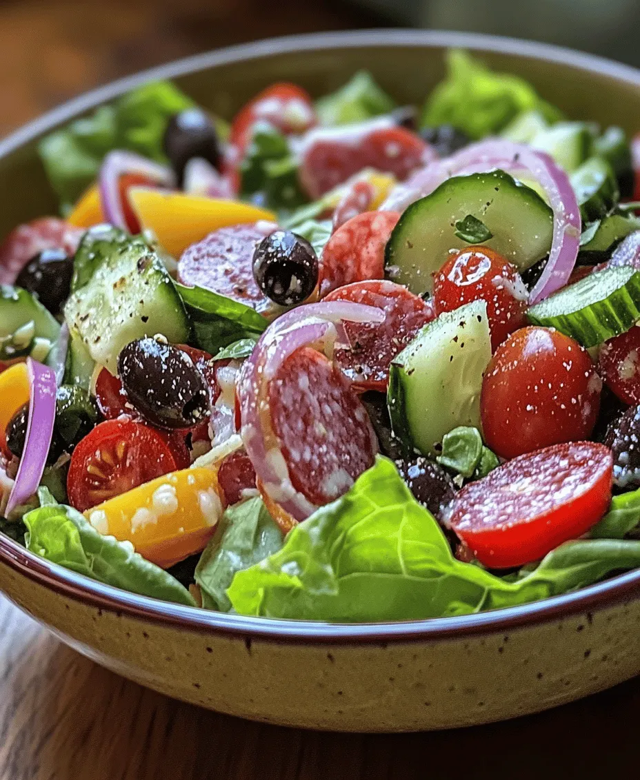 The Italian Grinder Salad is a vibrant and refreshing dish that draws its inspiration from the beloved Italian grinder sandwich, also known as the hoagie or sub. Originating from the bustling delis of the Northeastern United States, this salad pays homage to the traditional flavors of Italy while providing a lighter, healthier alternative. With its colorful medley of fresh vegetables, savory meats, and zesty cheeses, the Italian Grinder Salad is not only visually appealing but also a celebration of the rich culinary heritage of Italian cuisine.
