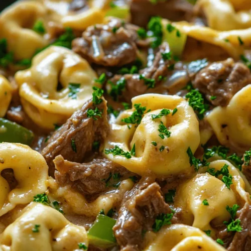 Cheesesteak Tortellini in Creamy Provolone Sauce is a delectable dish that brilliantly combines the comforting flavors of a classic cheesesteak with the delightful texture of cheese-filled tortellini. This recipe not only brings a rich and creamy sauce infused with provolone cheese, but it also adds a savory depth from tender beef and sautéed vegetables. Perfect for a weeknight dinner or a special occasion, this dish is sure to tantalize your taste buds and impress your guests.