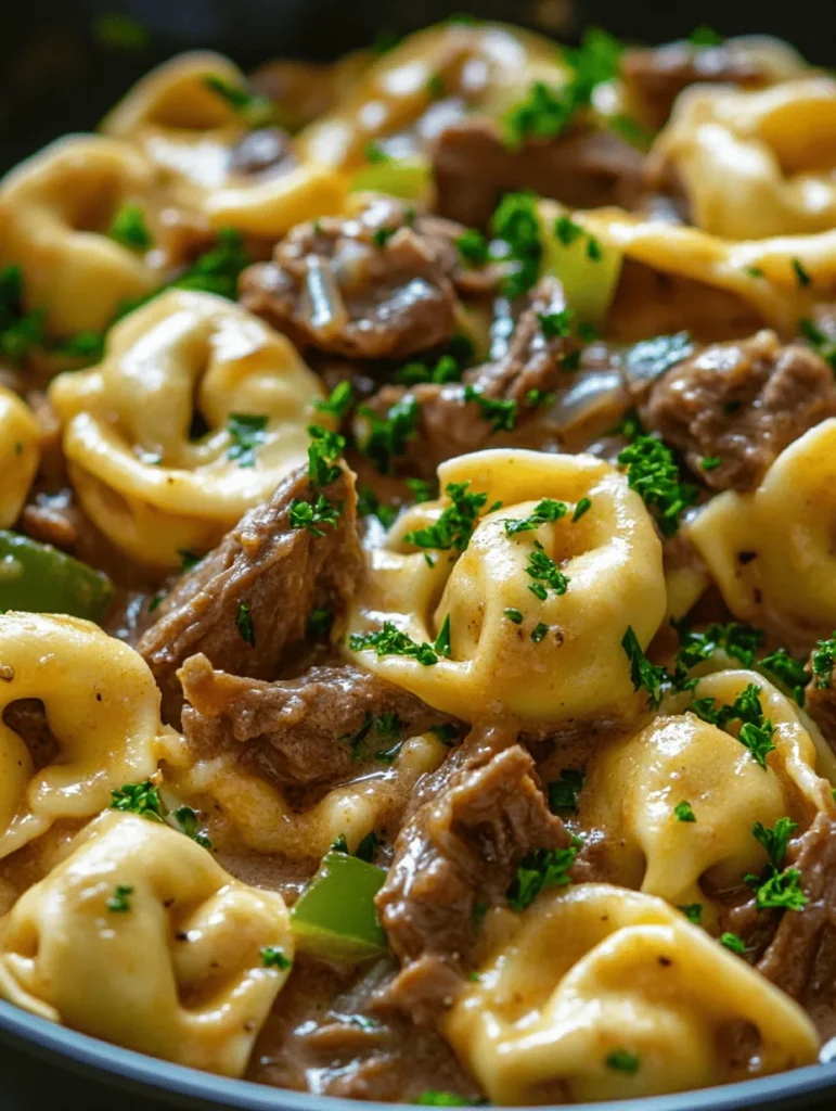 Cheesesteak Tortellini in Creamy Provolone Sauce is a delectable dish that brilliantly combines the comforting flavors of a classic cheesesteak with the delightful texture of cheese-filled tortellini. This recipe not only brings a rich and creamy sauce infused with provolone cheese, but it also adds a savory depth from tender beef and sautéed vegetables. Perfect for a weeknight dinner or a special occasion, this dish is sure to tantalize your taste buds and impress your guests.