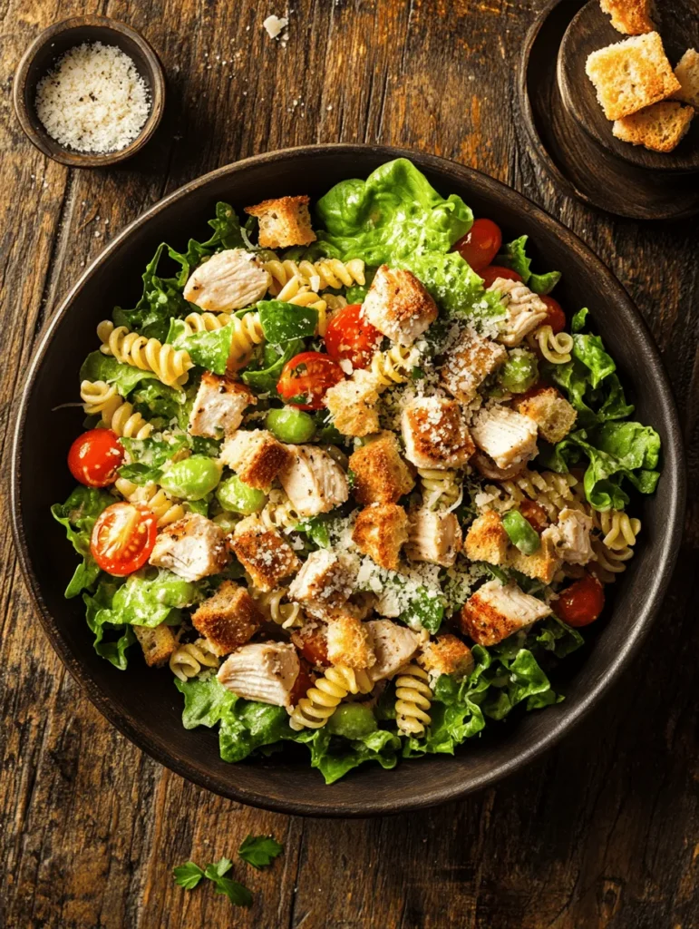 In the realm of quick and satisfying meals, Chicken Caesar Pasta Salad stands out as a delightful fusion of flavors and textures. This dish combines the classic elements of a traditional Caesar salad with the hearty, filling nature of pasta, making it an ideal choice for those busy weeknights or a refreshing lunch option. The versatility of Chicken Caesar Pasta Salad lies in its simplicity and ease of preparation, allowing both novice cooks and experienced chefs to create a dish that is not only delicious but also visually appealing.