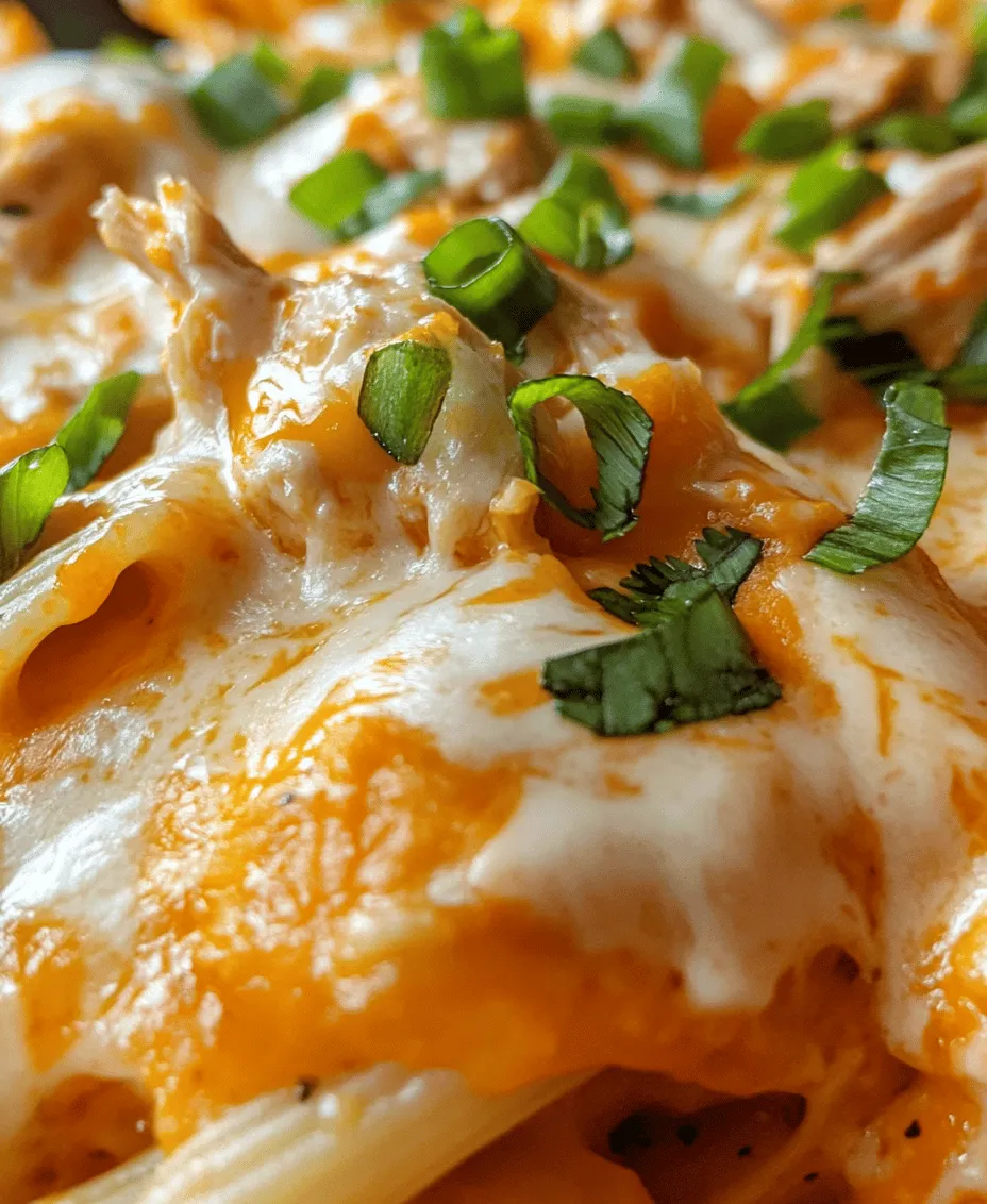 The origins of buffalo chicken can be traced back to Buffalo, New York, where the classic buffalo wing was first introduced in the 1960s. Since then, the flavor profile—typically characterized by a tangy, spicy sauce—has exploded in popularity across American cuisine. From buffalo chicken sandwiches to dips, the versatility of this flavor has made it a household favorite. The Cheesy Buffalo Chicken Pasta Bake is a delightful fusion of classic comfort food and bold buffalo flavors, making it a hit among both adults and kids alike.